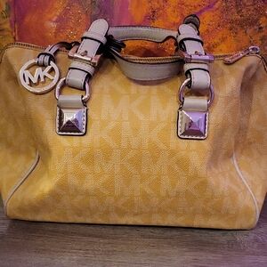 Michael Kors Gold and Cream Satchel